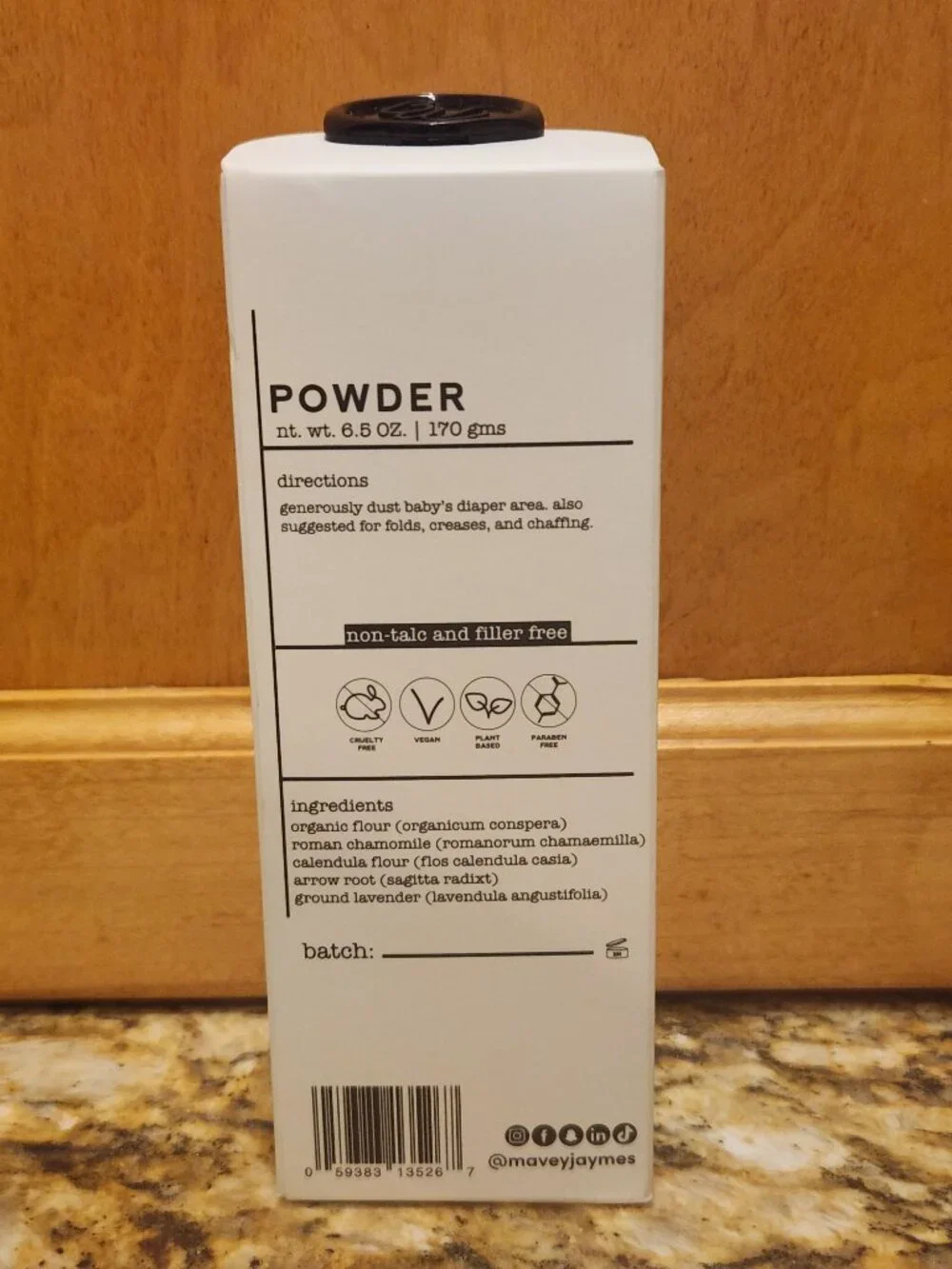 Mavey Jaymes Powder Non-Talc Filler Free Organic Vegan Cruelty Free 6.5 oz.